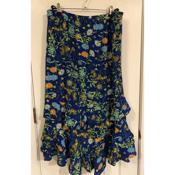 Línea By Louis Dell’Olio Wild Flower Tiered Ruffle Skirt Sapphire / Multi Large - Picture 5 of 6